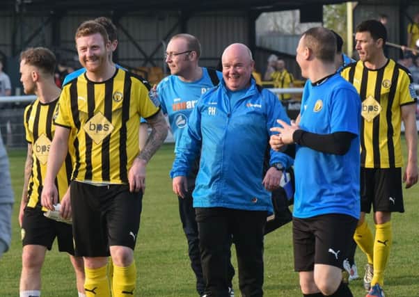 Brakes are all smiles at the final whistle as they look forward to another season of National League football. Pictures: Louise Smith