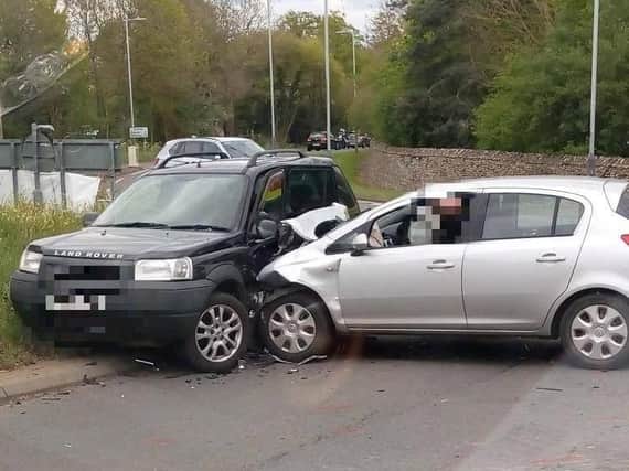 Emergency services were called to a crash involving three cars. Photo by Wellesbourne Fire Station.
