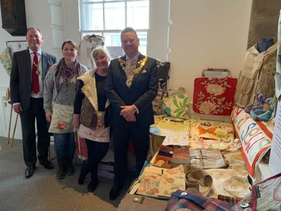 Warwick Mayor Richard Eddy and Mark Robertson, Mayor's Consort, with some of the stall holders at the first fair. Photo submitted.