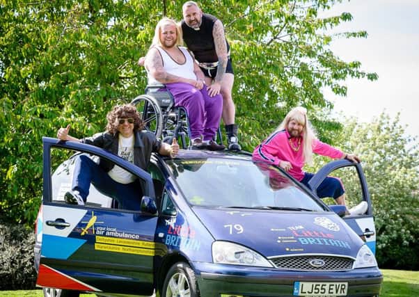 Southam man Dan Crofts and three friends have today set off on a trip Benidorm in a Banger' for charity. They've gone in fancy dress, as characters from Little Britain.

Pictured: Dan Crofts, Jamie Flynn, Tom Stanley & Phil Kinchin. NNL-190514-191032009