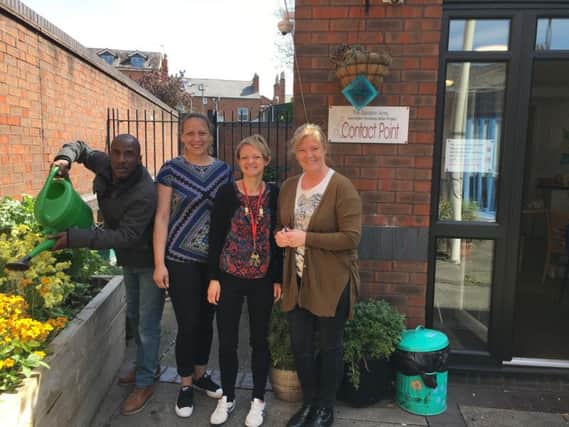 The Way Ahead Project. Left to right: visitor Charlie, volunteer Ljupka Stojanovska, project worker Emma Bird and project manager Yvonne Mckinnon.