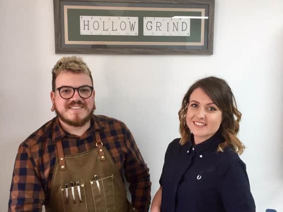 Alisson Costa and Sarah Brown inside their new business - Hollow Grind barbershop at Kenilworth town centre