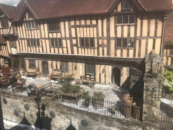 Filming at the Lord Leycester Hospital in Warwick. Photo by Mandy Littlejohn.