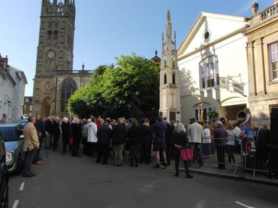 Warwick residents gathered to commemorate the 75th anniversary of D-Day at the war memorial in Church Street. Photo by Geoff Ousbey.