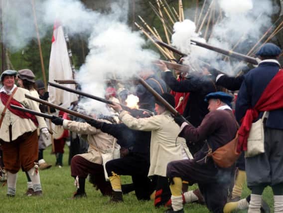 Library picture of a re-enactment of the Battle of Naseby