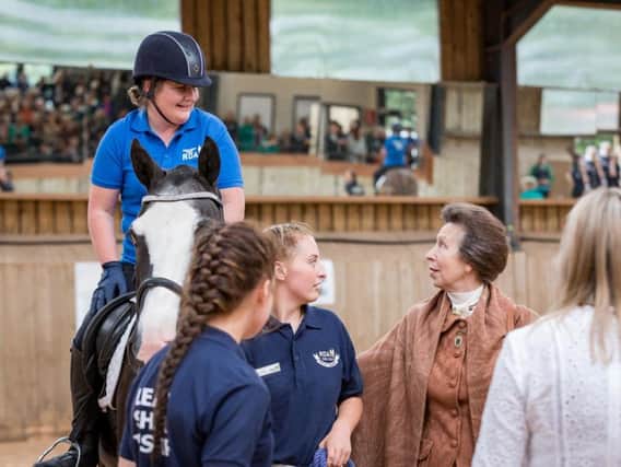 Her Royal Highness, The Princess Royal, officially opened the first National Training
Centre for RDA, speaking with riders and presenting rosettes during her visit. Photo supplied.