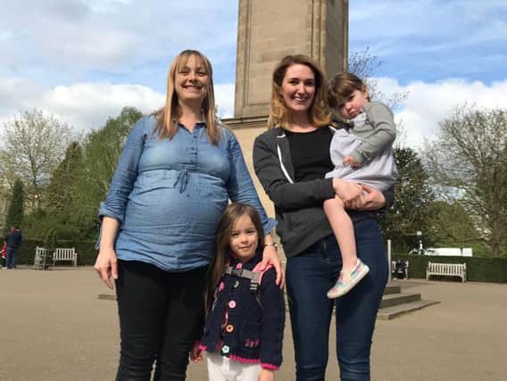 Nicki Scott and Lucy Field with their children in Jephson Gardens. Photo submitted.