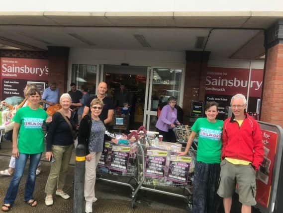 Volunteers with the Plastic Free Kenilworth group at the town's Sainsbury's