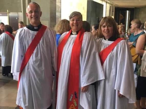 Richard Moore, Vicar Stella Bailey and Alison Baxter