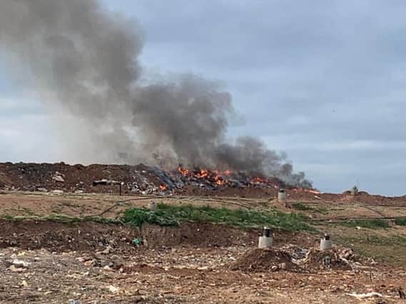 The fire at the landfill site in Bubbenhall. Image courtesy fo Kenilworth Fire Station.