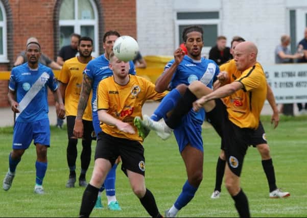 Action from Racing Club Warwick's midweek friendly defeat to Stratford Town. Picture: Stratford Town FC