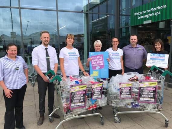 Some of the Plastic Free Leamington and Warwick team with Morrisons staff. Photo submitted.