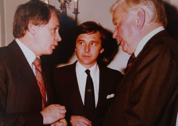 Bobby Robson, Olaf Dixon and John Camkin at the Club of the Year Award in 1985.