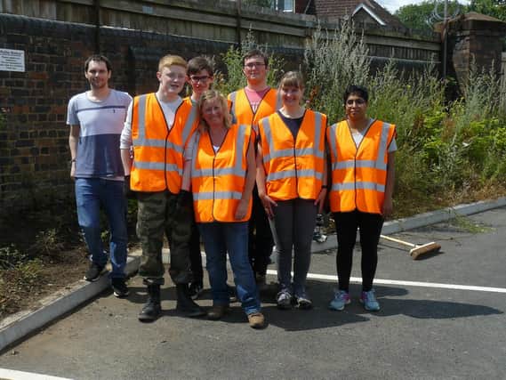 Volunteers who worked on the grounds at Kenilworth Station