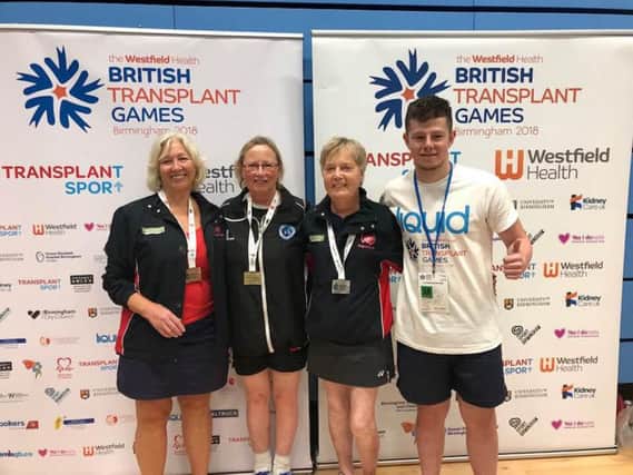 Grace Newman (second from left) with her gold medal at the British Transplant Games, Birmingham.