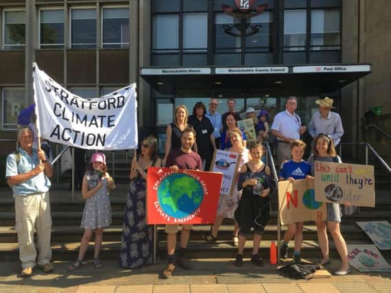 Climate change protest outside the Warwickshire County Council offices