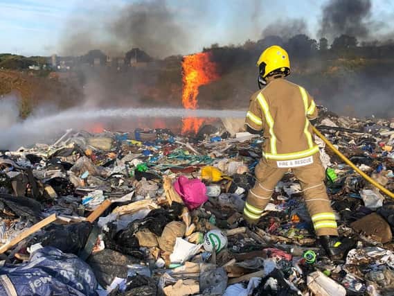 Firefighters were called out to tackle a fire at a landfill site in Bubbenhall. Photo by Kenilworth Fire Station