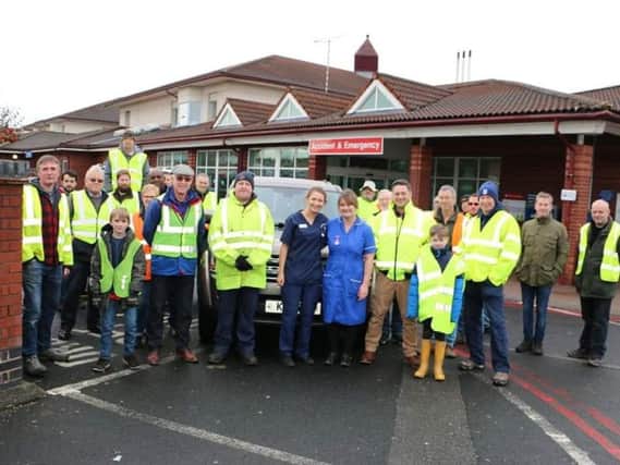 Members of the Warwickshire 4x4 Volunteers at Warwick Hospital