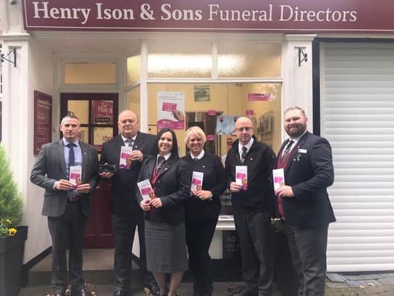 From left to right: Henry Ison & Sons Garry Hughes, Darren Naylor, Elizabeth Armstrong, Karen Pattenden, Kevin Register and Paul Atkinson have become organ and blood donors