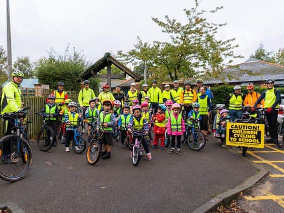 The group launch of the school cycle bus initiative for St Augustine's School in Kenilworth