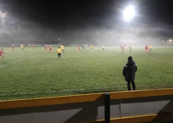 Racing Club Warwick boss Scott Easterlow watches on at a misty Townsend Meadow.