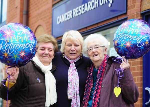 Volunteers from the Cancer Research Shop, Bedford Street, said goodbye recently, after many years service at the bedford Street shop.
Pictured: Rita Campbell, Chris Millington (Manager) & Margaret Salter.