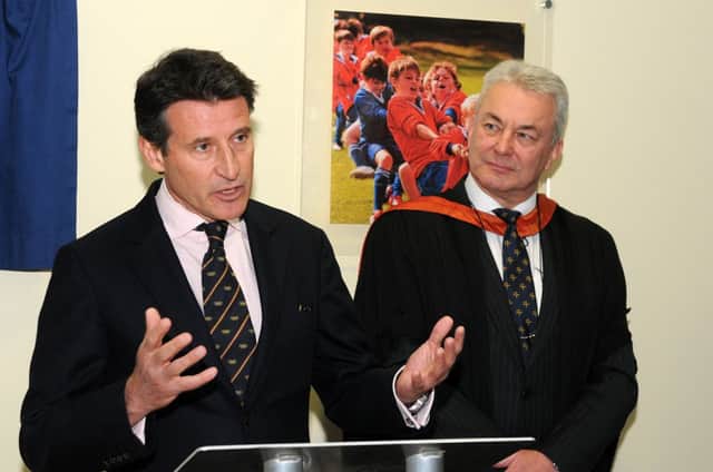 MHLC-15-03-13 SabCoe Mar79
 Lord Seb Coe opening and unveiling the plaque at the Halse  Sports Pavilion ; namwd after the current Head master Edward Halse,(pictured) at Warwick School. Amongst the many attended tthe cereomony was the Warwick and Leamington MP Chris White and the Mayors of Warwick and Leamington.