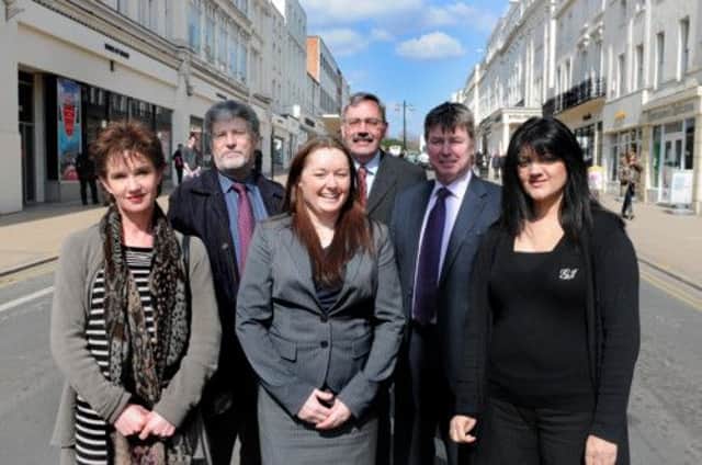 MHLC-03-04-13 Bid Vote Apr15
BID Leamington has been voted in for another year by businesses. Pictured,Stephanie Kerr BID Leamington, Director with some of the members, Sarah Horne (Chair) - Sarah Horne Flowers, Gurdip Chatha - Esqué Beauty Salon,Colin Scamp - Peter Stephan Jewellers, Bill Gifford - Warwick District Council Representative,Tim Naylor - Warwickshire