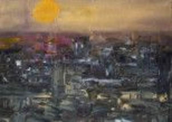 The City - artwork by Jean-Pierre Kunzler, who is exhibiting at the Aviary cafe in Jephson Gardens, Leamington.