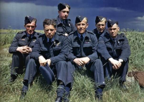 Sergeant George Johnson (far left) is pictured with fellow crew members in 1943.