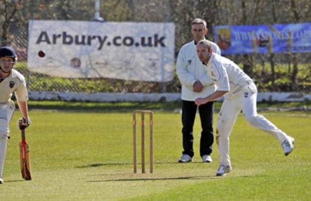 Kenilworth Wardens Matt Hancock during his ECB Knockout bowling spell, which gleaned him figures of four for 37.