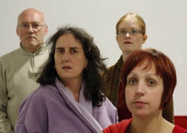 Alec (Andrew Kneeshaw), Myra (Hazel Blenkinsop), Harriet (Hannah Fordham) and Jenna (Fay Staton) in the Cubbington Players' production of Colder Than Here.