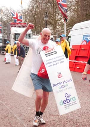 Robin Hood taking part in the London Marathon in his daughter Alex's memory.