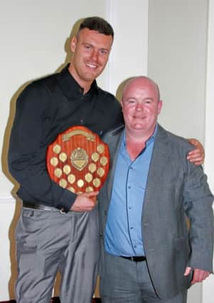 Liam Daly shows off the Managers Player of the Year Award alongside Paul Holleran. Picture: Sally Ellis