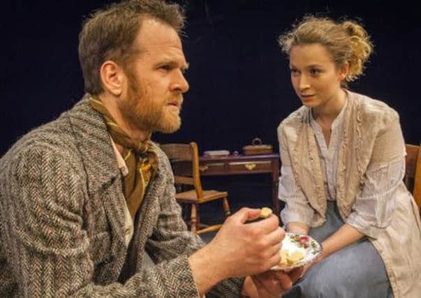 James Wolstenholme as Dr Astrov and Chloe Orrock as Sonya in the Loft's production of Uncle Vanya.