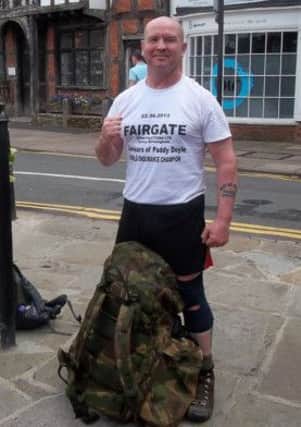 Paddy Doyle on the completion of his 13-mile speed march.