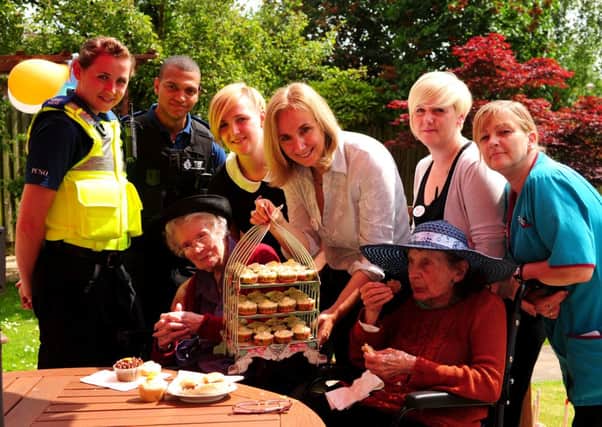 Fourways care home hosted a day of activities ' fete style' for national care home open day.
Pictured: PCSO Louise Price, PCSO Craig Marshall, Vera Underwood, Christine Asbury, Lorraine Herbert, Gertrude Burwood & Leza Payne.