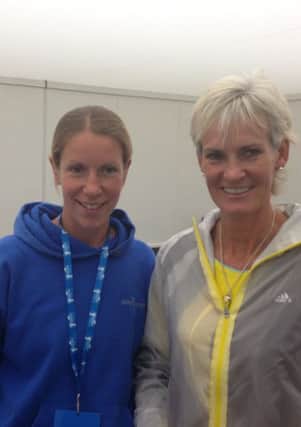 Lianne Candappa and British Federation Cup  captain Judy Murray at the ladies-only coaching day in Birmingham.
