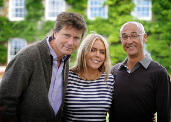Fete host Mark Cecil with Patsy Kensit and Andrew Ridgley