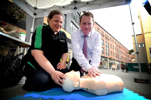 St John Ambulance West Midlands branch is staged demonstrations throughout the day on Friday, to show people basic first aid and emergency life-saving techniques.
Pictured; Jo Huck & Chris White MP.