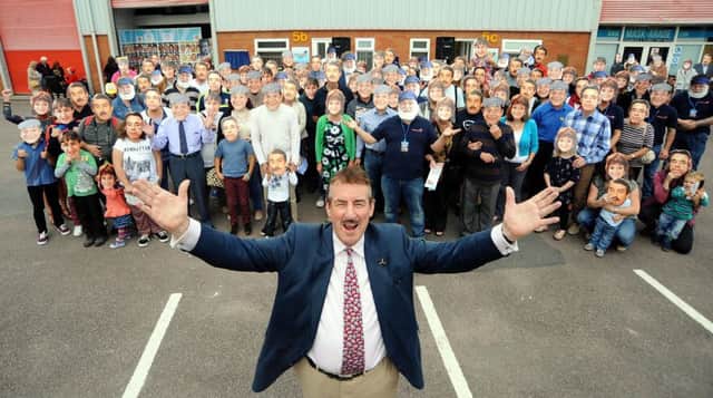 John Challis, aka Boycie in Only Fools and Horses, opened Mask-arade's new distribution hub in Southam recently.