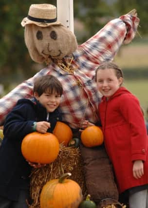 Felix and Anya preparing for the scarecrow competition at Hatton Adventure Farm.