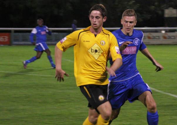 Will Green in action during Tuesday nights Birmingham Senior Cup tie. Picture: Sally Ellis