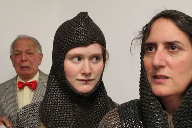 Barry West, Hannah Fordham and Hazel Blenkinsop in the Cubbington Players' production of The Farndale Avenue ... Macbeth.