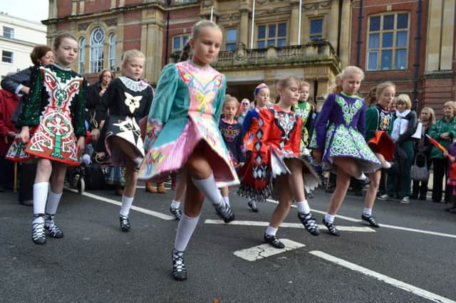 Irish dancing as part of the parade through Leamington on Sunday.