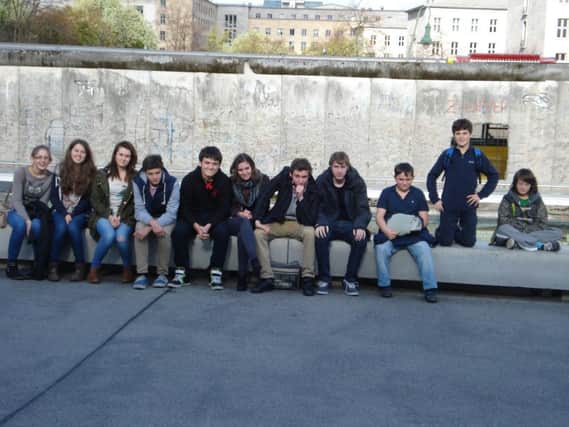 Kineton High School pupils at the Berlin Wall.