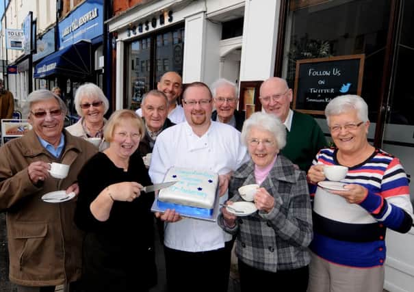 Seasons Restaurant in Leamington were having a celebratory coffee morning to mark their 10th anniversary on Tuesday. Owners Pam and Andy Iredale cut a special 'birthday' cake while some of the revellers raise a toast.
MHLC-12-11-13 Seasons Nov58