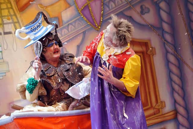 Iain Lauchlan and Craig Hollingsworth in Jack and the Beanstalk at the Belgrade Theatre.