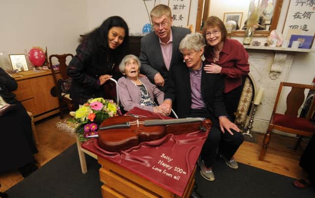 Betty Garscia with her sons Oliver Bennett and Christopher Bennett, daughter-in-law Farida Bennett and Christophers partner Patricia Graham.