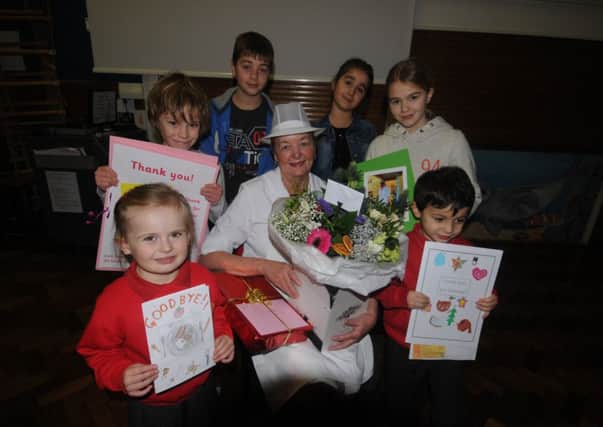 Cubbington school's cook Margaret Mitchell has retired after 26 years and the school was holding a special assembly for her on Wednesday where children presented her with gifts and cards.
MHLC-18-12-13 Margaret retires Dec62